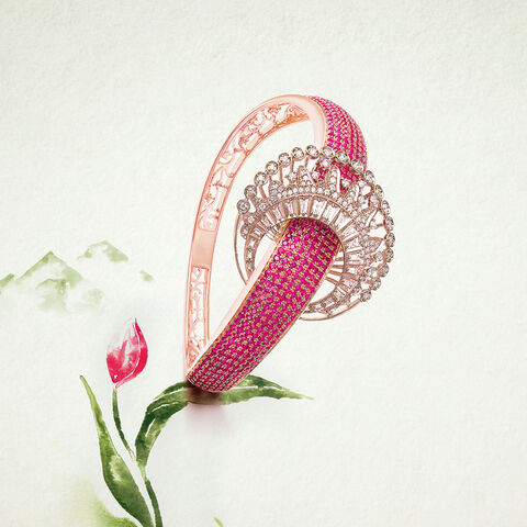 Tulip Bangle With Diamond Crown