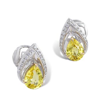 Conical Yellow Sapphire Earrings