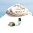 Emerald and Diamond Braid Earrings,,hi-res image number null