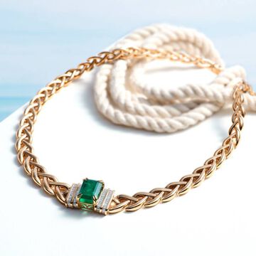 Emerald And Gold Braid Necklace